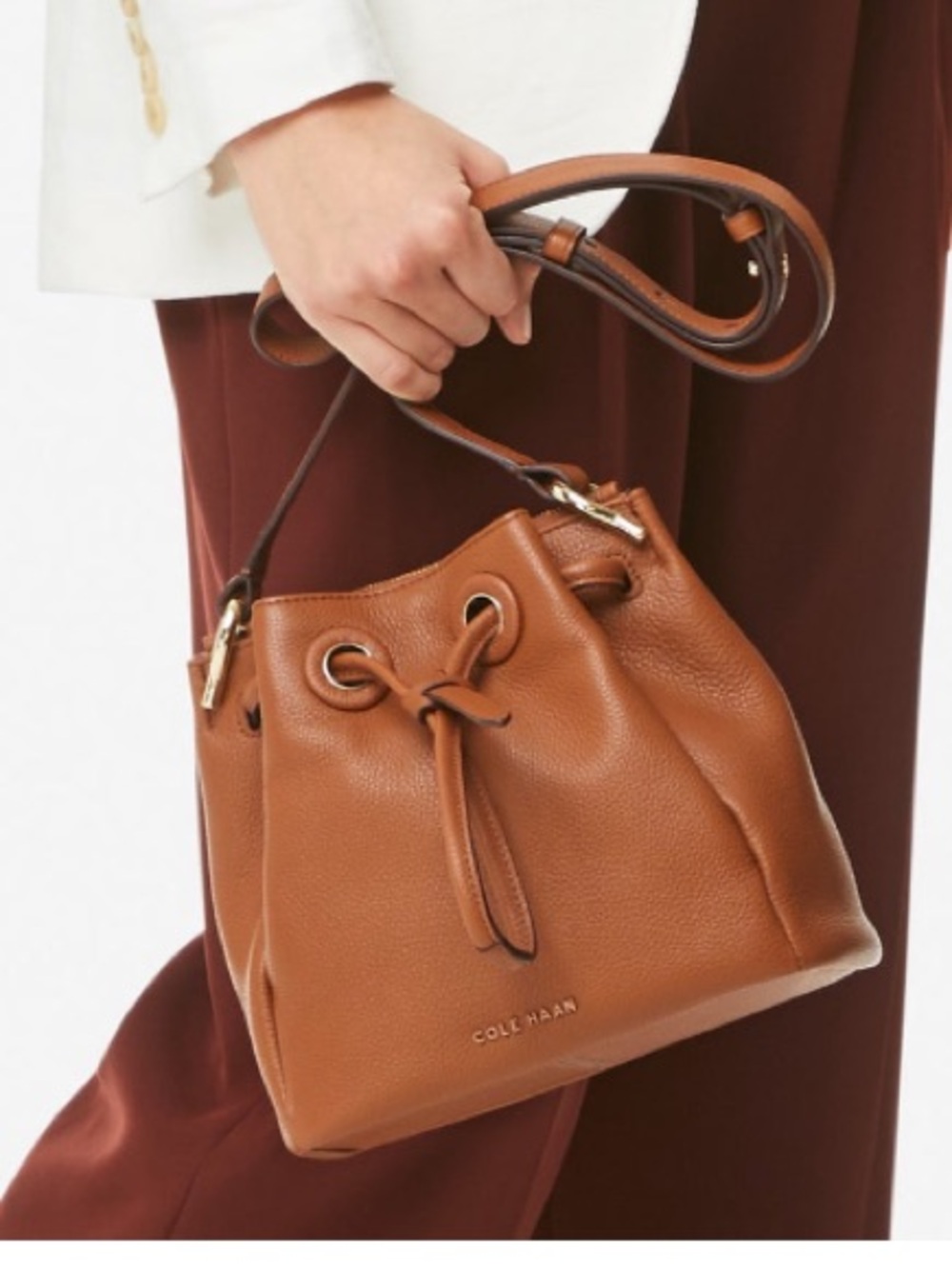 Cole Haan Grand Ambition Mini Leather Drawstring Bucket Bag